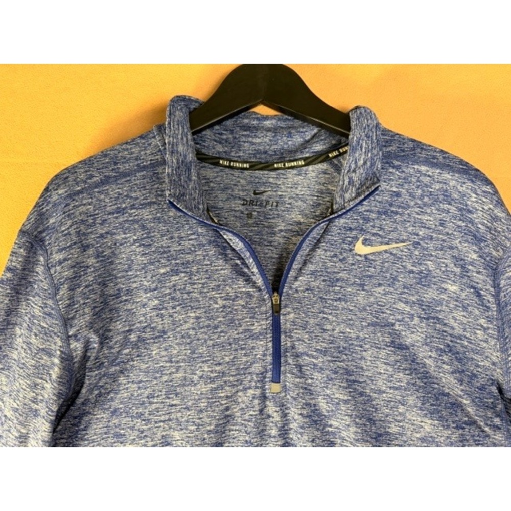 Nike Running Dri-FIT Women's L Blue Heather 1/4 Zip Long Sleeve Thumbholes